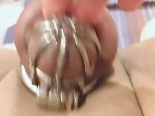 cum in chastity cage 3