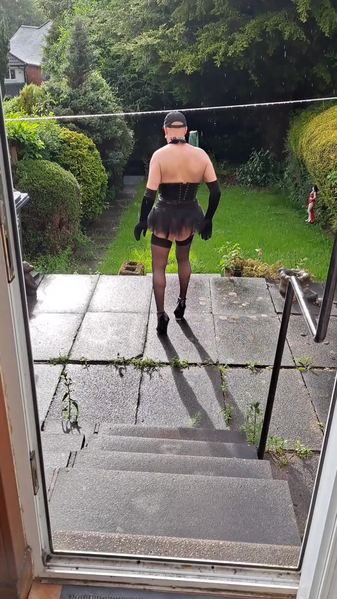 Pierced sissy outdoors